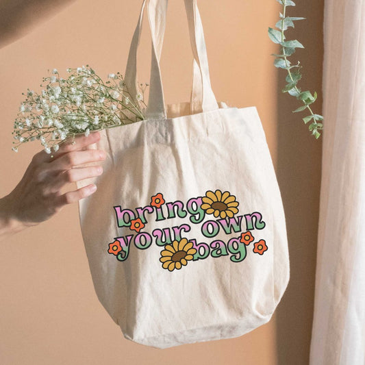 Beige Retro Minimalist Tote Bag Mockup